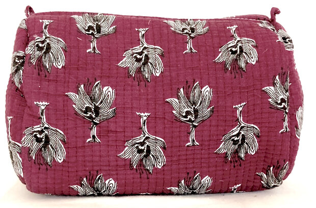 toilettas blockprint soft 10 - bordeaux/zwart