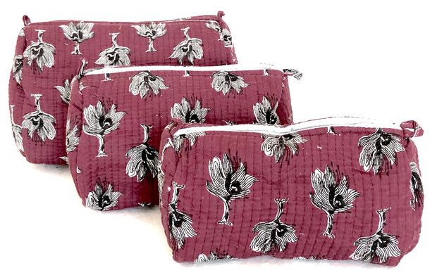 toilettas blockprint soft 10 - bordeaux/zwart