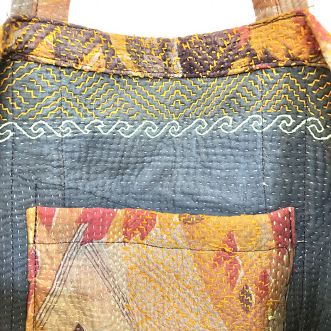 tas shopper XL vintage quilt 1- oranje/rood/geel