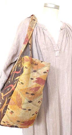 tas shopper XL vintage quilt 1- oranje/rood/geel