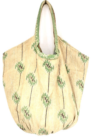 buideltas-shopper XL vintage quilt 4- geel/groen