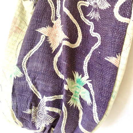 buideltas-shopper XL vintage quilt 5- paars/pastelgroen