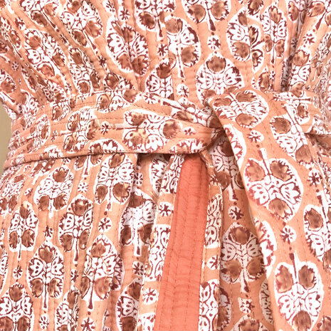  ochtendjas/kimono quilted katoen 18- roze/rood/wit