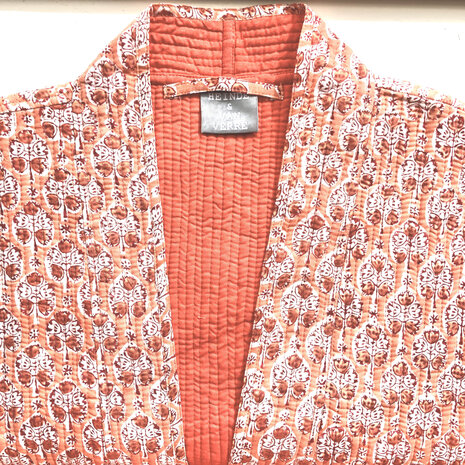  ochtendjas/kimono quilted katoen 18- roze/rood/wit