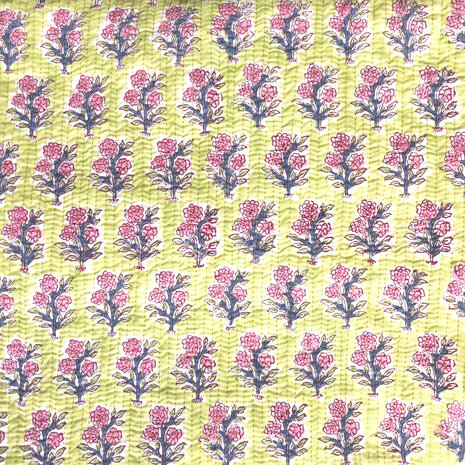  ochtendjas/kimono quilted katoen 9- lentegroen/roze