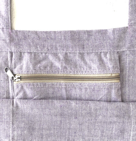  tote bag/tas katoen handloom 2- lilapaars gemeleerd