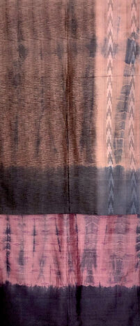 sjaal vintage gerecyclede ikat zijde dubbel 2-inktblauw/oud roze tie-dye