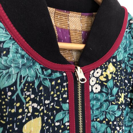 bomberjack vintage kantha 8- paars-maisgeel 