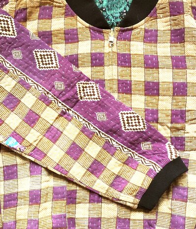 bomberjack vintage kantha 8- paars-maisgeel 