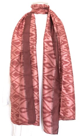 sjaal vintage gerecyclede ikat zijde 6- roze/rood