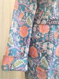 UITVERKOCHT-kimono quilted katoen -jeans blauw/koraal_