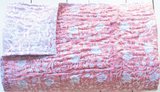 deken quilt eenpersoons reversible blockprint -framboos roze/rood_