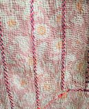  quilt kantha vintage katoen 6- roze/lila geborduurd_