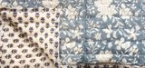 UITVERKOCHT-deken quilt eenpersoons reversible blockprint 7- jeansblauw/kobalt/wit_