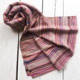 sjaal merinowol/zijde reversible ultra fijn 4 - streep combi roze_