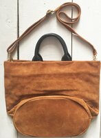 tas  suede met handvat 1- cognac