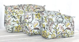 ALLE MATEN UITVERKOCHT- toilettas blockprint  soft in 3 maten-bird pastelblauw maat M