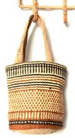 opbergzak/tas/mandje jute grof XS- brique/zwart