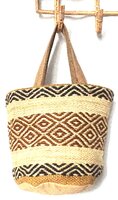 opbergzak/tas/mandje jute grof S- zwart/bruin