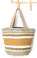 opbergzak/tas/mandje jute grof  S - oker/zwart