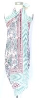sjaal/pareo/sarong voilekatoen met hand-blockprint 5 aqua/rood