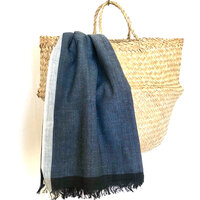 hammam/stranddoek gemêleerd 5- indigo blauw/zwart