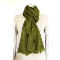 UITVERKOCHT- sjaal angora/merino wol grof- 6- army green 