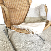 deken-plaid wolmix/katoen-3 gemêleerd beige/taupe/off-white