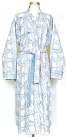 UITVERKOCHT- ochtendjas/kimono quilted katoen 7- pastelblauw/wit