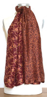 VERKOCGT- sjaal vintage gerecyclede zijde dubbel 17- roest/wijnrood/zalm
