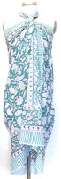 sjaal/pareo/sarong voilekatoen met hand-blockprint 4- turquoise