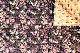 deken quilt tweepersoons reversible blockprint 10- paars/abrikoos