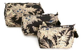 toilettas blockprint soft  alleen nog in maat L- 5  beige/zwart maat L