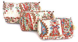 ALLE MATEN UITVERKOCHT- toilettas blockprint soft  in 3 maten 6- boho mix 