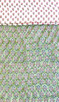 UITVERKOCHT- deken quilt kind reversible blockprint 6-groen/petrol/roze