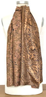 sjaal vintage gerecyclede zijde dubbel 18- /caramel-zwart/ donkerblauw/oud roze