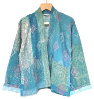 jasje kantha quilt 6- donker turquoise- geborduurd