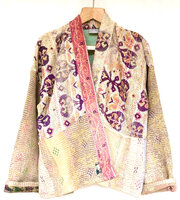 VERKOCHT- jasje kantha quilt 8- paars/patchwork pastel