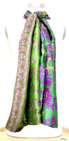 sjaal vintage gerecyclede zijde dubbel 24- fuchsia/groen/roze