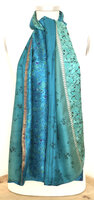 VERKOCHT- sjaal vintage gerecyclede zijde dubbel 33-turquoise/groen/blauw