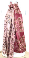 sjaal vintage gerecyclede zijde dubbel 34- oud roze/bruin/rood