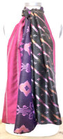 sjaal vintage gerecyclede ikat zijde dubbel 6-fuchsia/paars/zwart