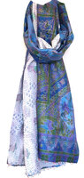 sjaal kantha zijde reversible 4-blauw/paars/goud
