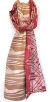 sjaal kantha zijde reversible 5-bruin/roze/rood graphic