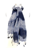sjaal katoen grof ikat  1-off-white/indigo 