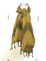 sjaal katoen grof ikat 3-oker/khaki