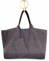 tas / shopper met etui 5- aubergine bruin/paars