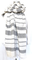 sjaal/omslagdoek etnic  XL katoen grof 1-zwart/off-white