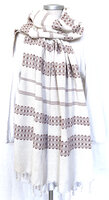 sjaal/omslagdoek etnic  XL katoen grof 2- roestbruin/off-white