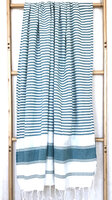 grote katoenen bad-, hammam- of stranddoek streep 2- petrol